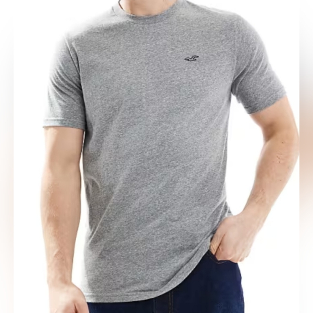 Hollister Men’s Must-Have Collection Tee Heather Gray Embroidered Logo Size XS